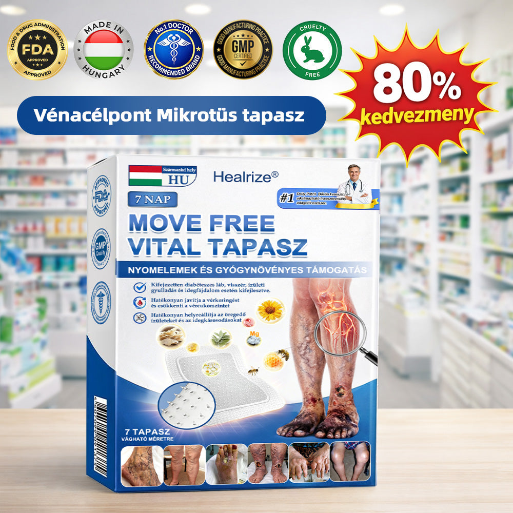 🇭🇺🥇✅𝐇𝐞𝐚𝐥𝐫𝐢𝐳𝐞® MoveFree Vital tapasz⚡Nyomelemek és gyógynövényes támogatás🌱Cukorbetegség, visszér, ízületi gyulladás, idegfájdalom
